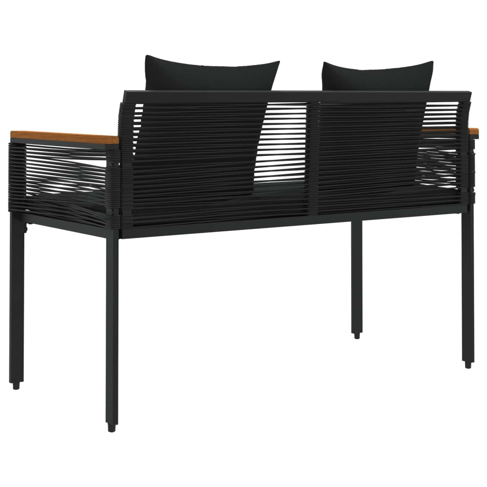 Produktbild för Utomhusbänk med kudde Svart 117 x 54 x 74.5 cm konstrotting