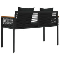 Produktbild för Utomhusbänk med kudde Svart 117 x 54 x 74.5 cm konstrotting