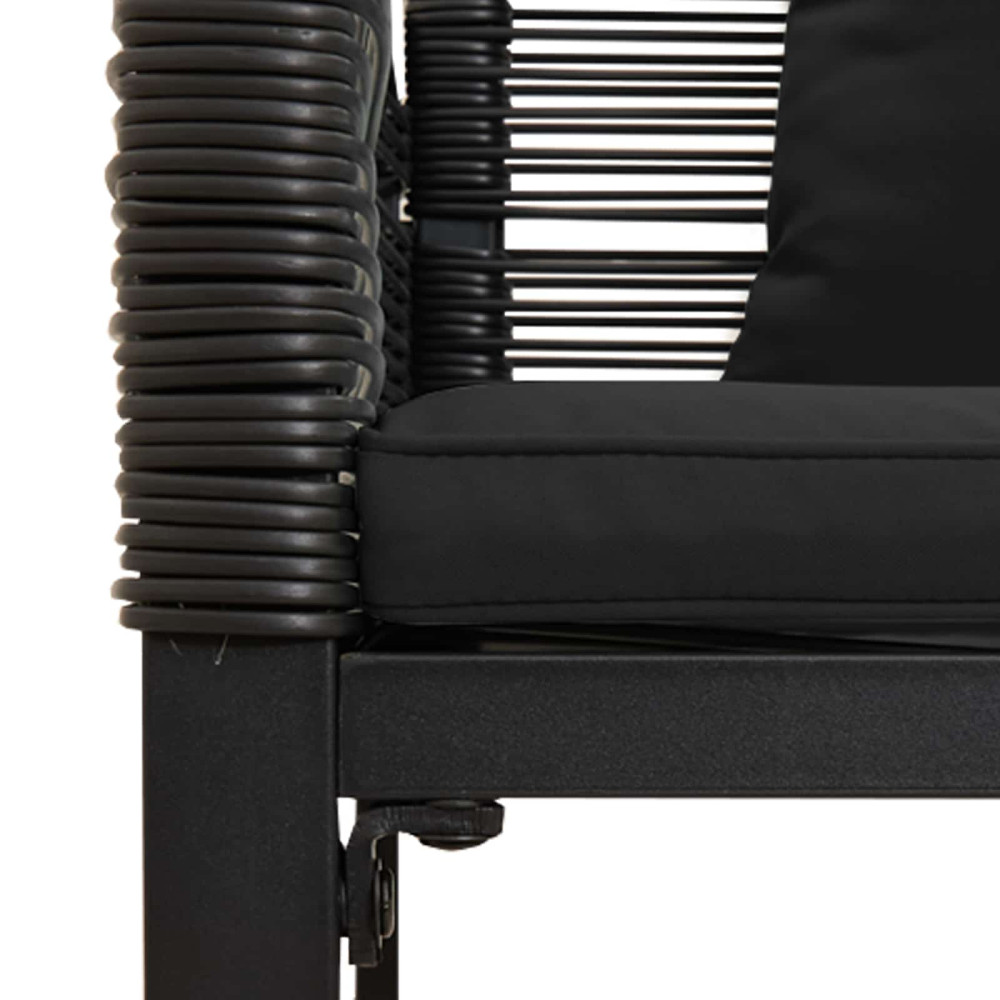 Produktbild för Utomhusbänk med kudde Svart 117 x 54 x 74.5 cm konstrotting