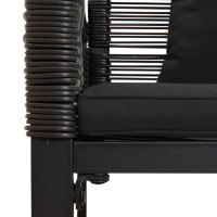 Produktbild för Utomhusbänk med kudde Svart 117 x 54 x 74.5 cm konstrotting