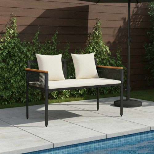 vidaXL Utomhusbänk Svart och krämvit 117 x 54 x 74.5 cm konstrotting