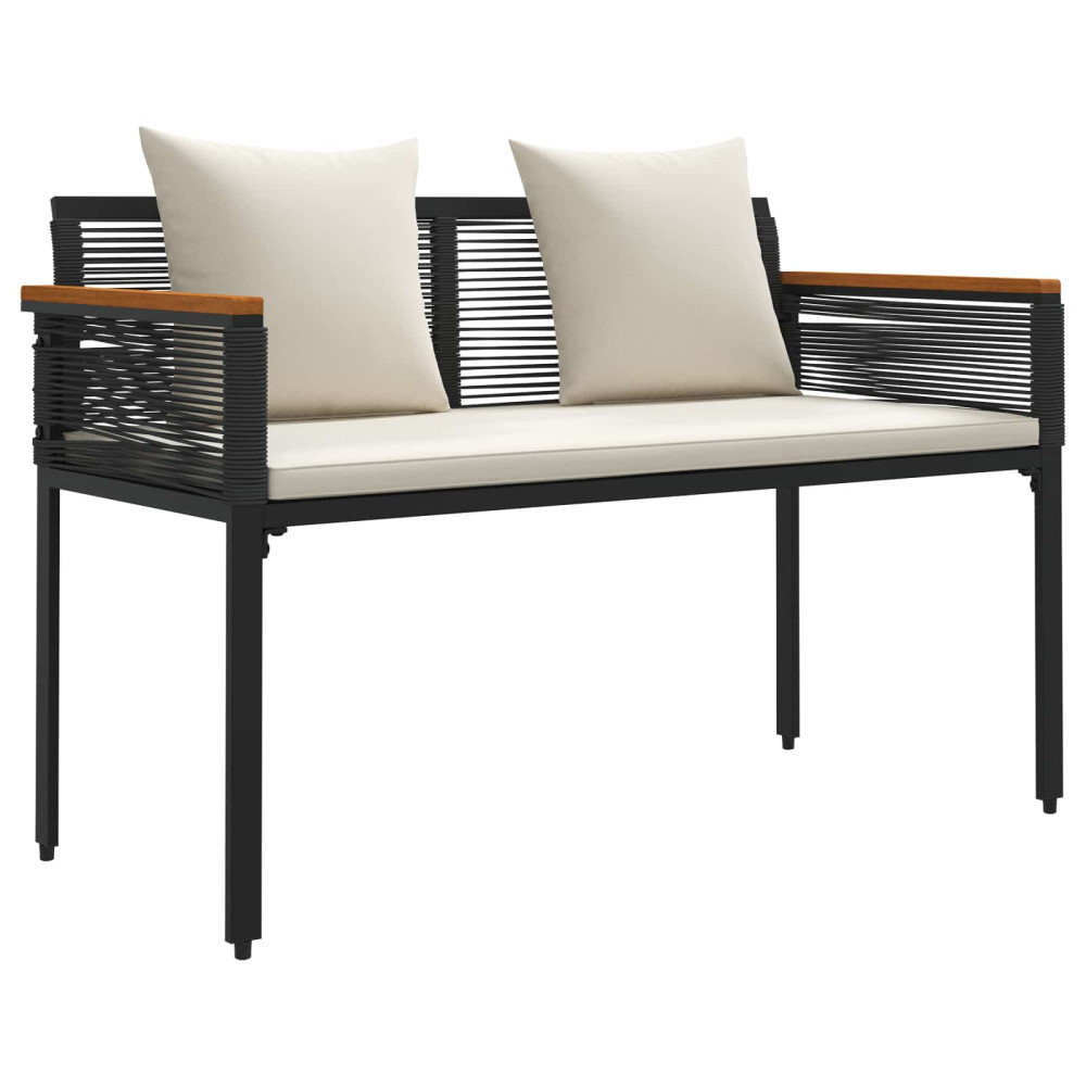 Produktbild för Utomhusbänk Svart och krämvit 117 x 54 x 74.5 cm konstrotting