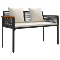 Produktbild för Utomhusbänk Svart och krämvit 117 x 54 x 74.5 cm konstrotting