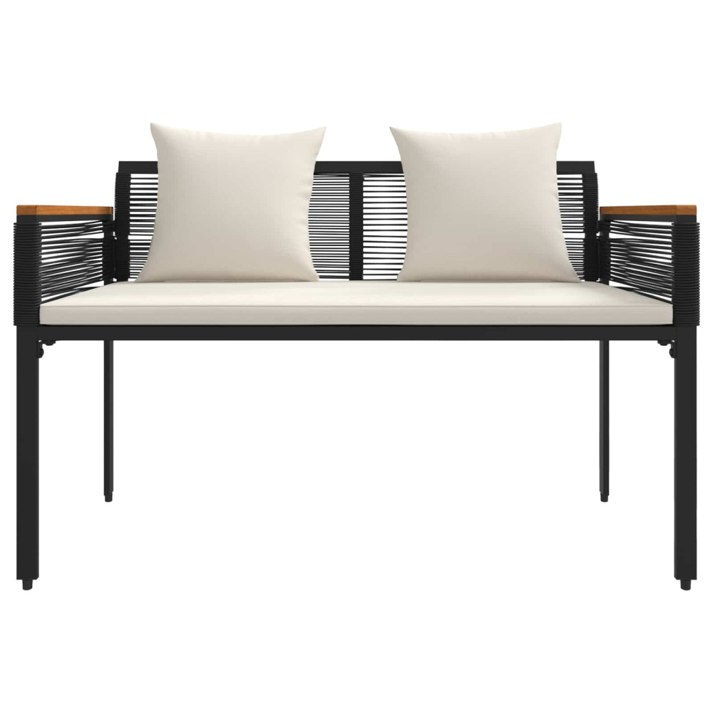 Produktbild för Utomhusbänk Svart och krämvit 117 x 54 x 74.5 cm konstrotting