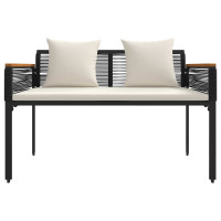 Produktbild för Utomhusbänk Svart och krämvit 117 x 54 x 74.5 cm konstrotting