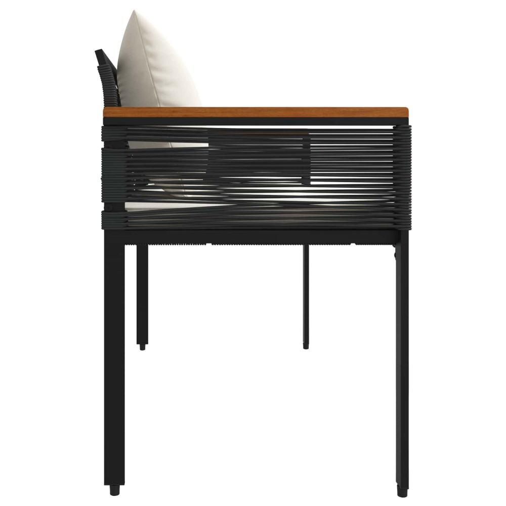 Produktbild för Utomhusbänk Svart och krämvit 117 x 54 x 74.5 cm konstrotting