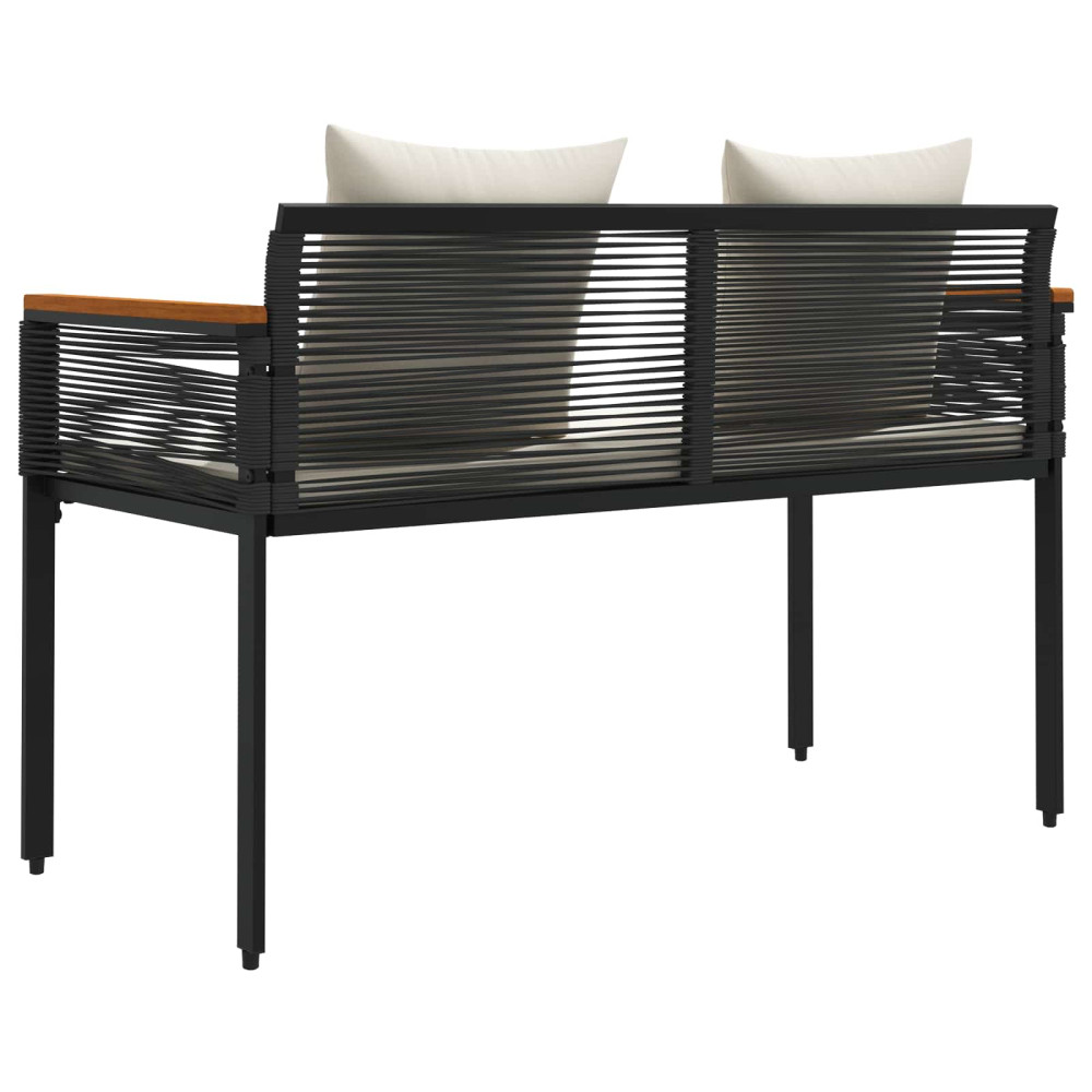 Produktbild för Utomhusbänk Svart och krämvit 117 x 54 x 74.5 cm konstrotting