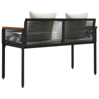 Produktbild för Utomhusbänk Svart och krämvit 117 x 54 x 74.5 cm konstrotting