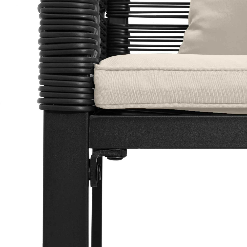 Produktbild för Utomhusbänk Svart och krämvit 117 x 54 x 74.5 cm konstrotting