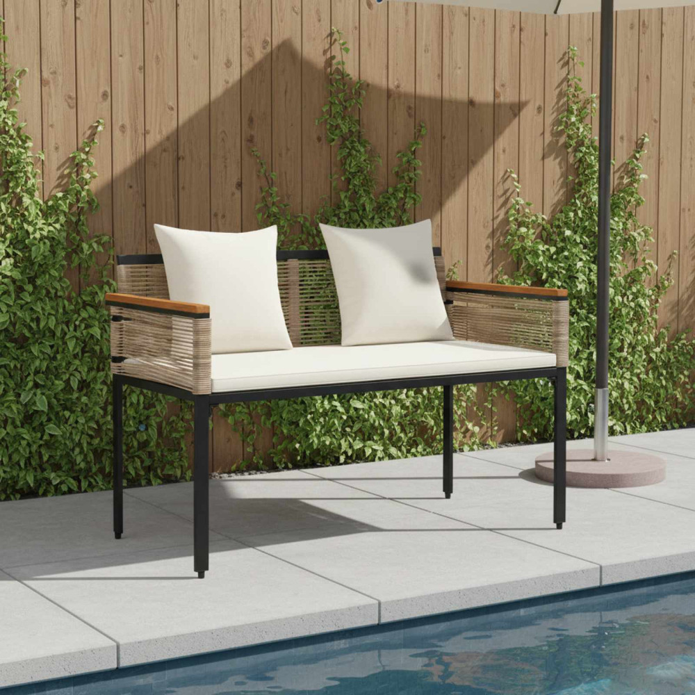 Produktbild för Utomhusbänk Beige och krämvit 117 x 54 x 74.5 cm konstrotting