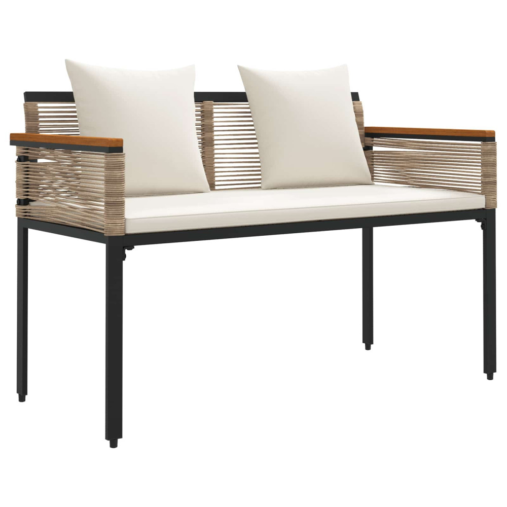 Produktbild för Utomhusbänk Beige och krämvit 117 x 54 x 74.5 cm konstrotting