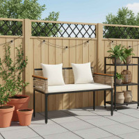 Produktbild för Utomhusbänk Beige och krämvit 117 x 54 x 74.5 cm konstrotting