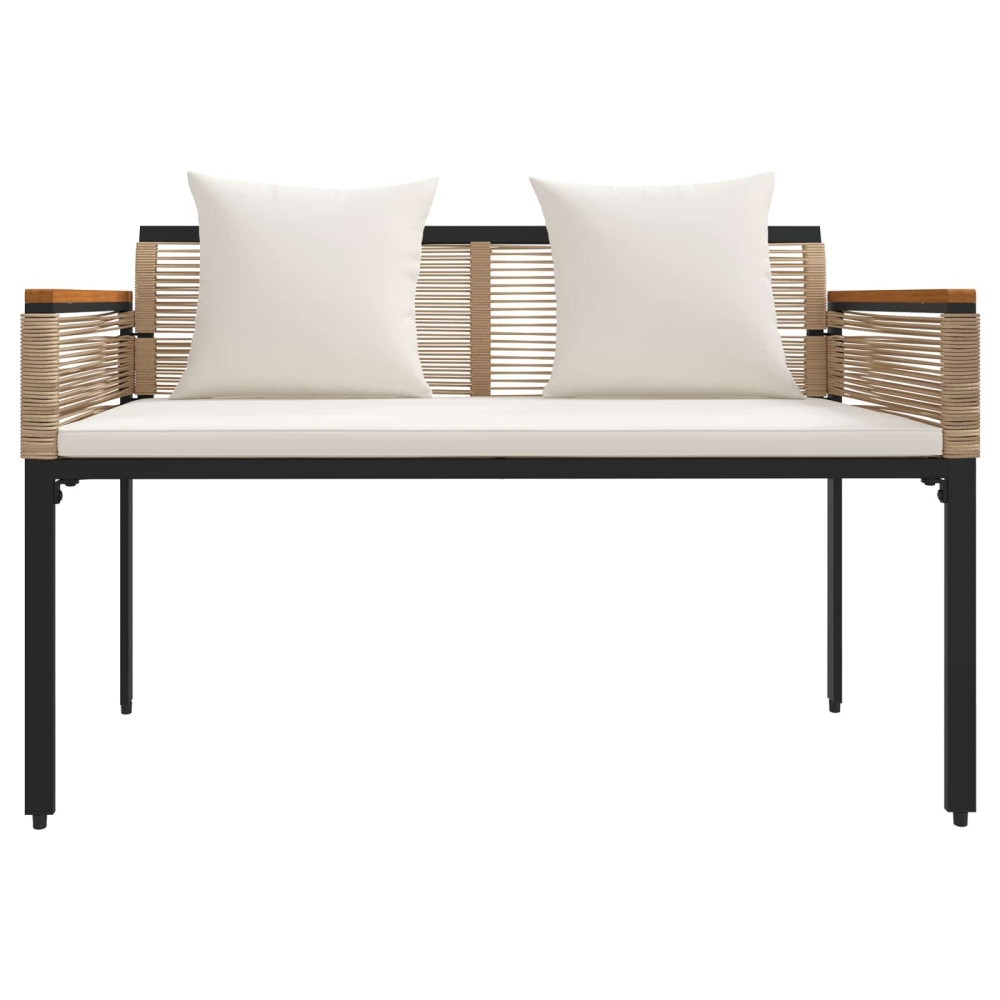 Produktbild för Utomhusbänk Beige och krämvit 117 x 54 x 74.5 cm konstrotting