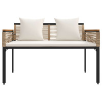 Produktbild för Utomhusbänk Beige och krämvit 117 x 54 x 74.5 cm konstrotting