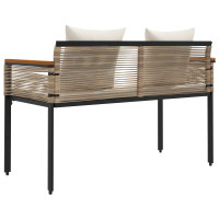 Produktbild för Utomhusbänk Beige och krämvit 117 x 54 x 74.5 cm konstrotting