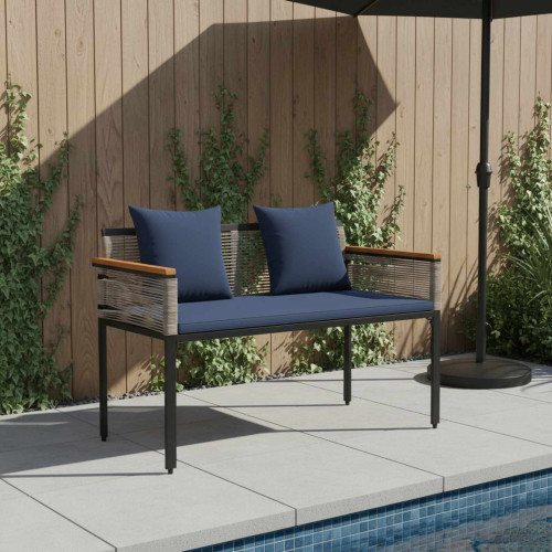 vidaXL Utomhusbänk Grå och Marinblå 117 x 54 x 74.5 cm konstrotting