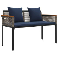 Produktbild för Utomhusbänk Grå och Marinblå 117 x 54 x 74.5 cm konstrotting
