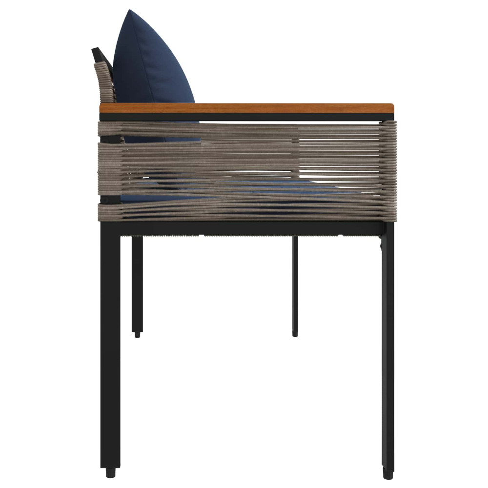 Produktbild för Utomhusbänk Grå och Marinblå 117 x 54 x 74.5 cm konstrotting