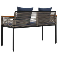 Produktbild för Utomhusbänk Grå och Marinblå 117 x 54 x 74.5 cm konstrotting