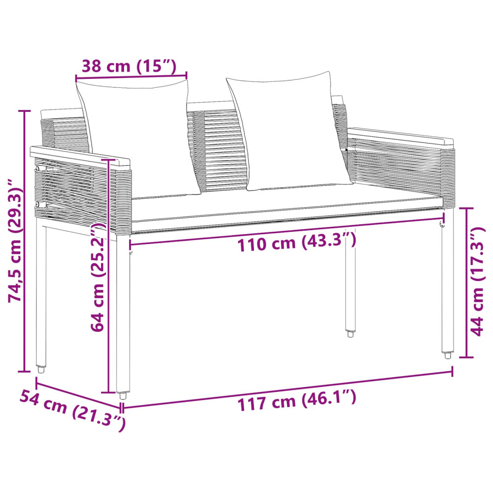 Produktbild för Utomhusbänk Grå och Marinblå 117 x 54 x 74.5 cm konstrotting