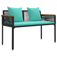 Produktbild för Utomhusbänk Svart och turkos 117 x 54 x 74.5 cm konstrotting