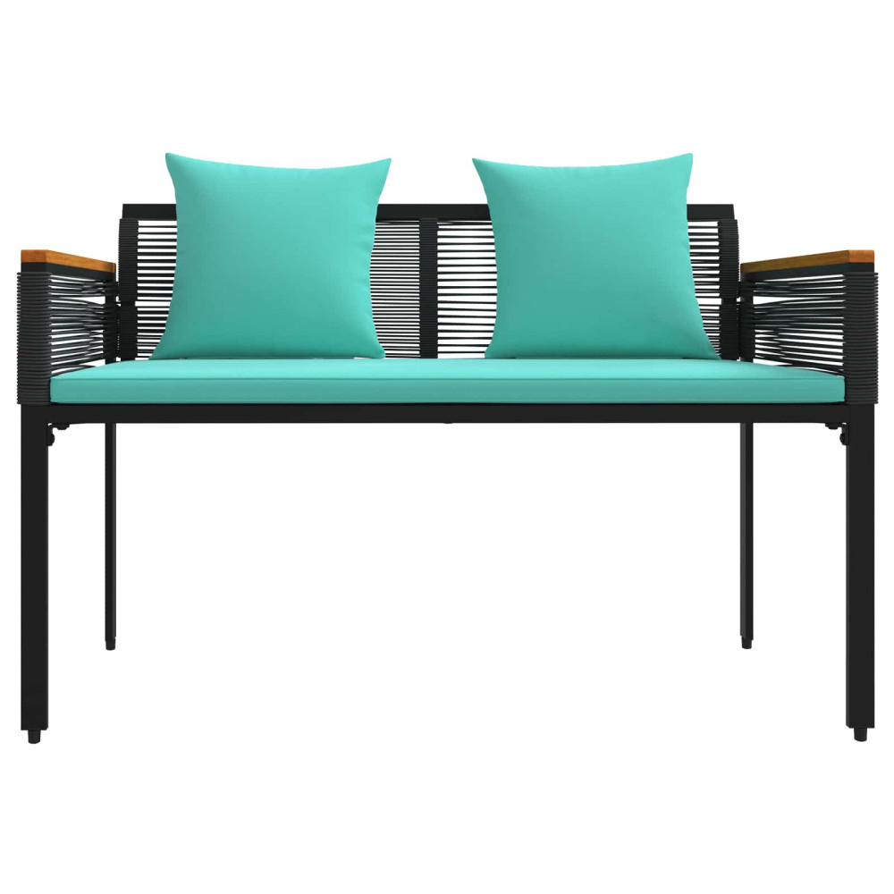 Produktbild för Utomhusbänk Svart och turkos 117 x 54 x 74.5 cm konstrotting
