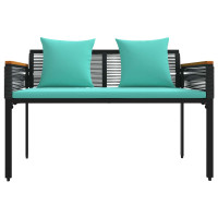 Produktbild för Utomhusbänk Svart och turkos 117 x 54 x 74.5 cm konstrotting