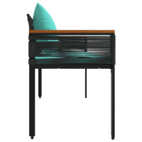 Produktbild för Utomhusbänk Svart och turkos 117 x 54 x 74.5 cm konstrotting