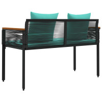 Produktbild för Utomhusbänk Svart och turkos 117 x 54 x 74.5 cm konstrotting