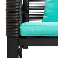 Produktbild för Utomhusbänk Svart och turkos 117 x 54 x 74.5 cm konstrotting