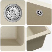 Produktbild för Diskho Beige 430 x 460 mm 80% Kvarts och 20% Resin