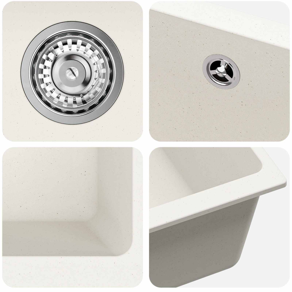 Produktbild för Diskho Vit 530 x 460 mm 80% Kvarts och 20% Resin