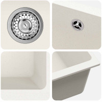 Produktbild för Diskho Vit 530 x 460 mm 80% Kvarts och 20% Resin