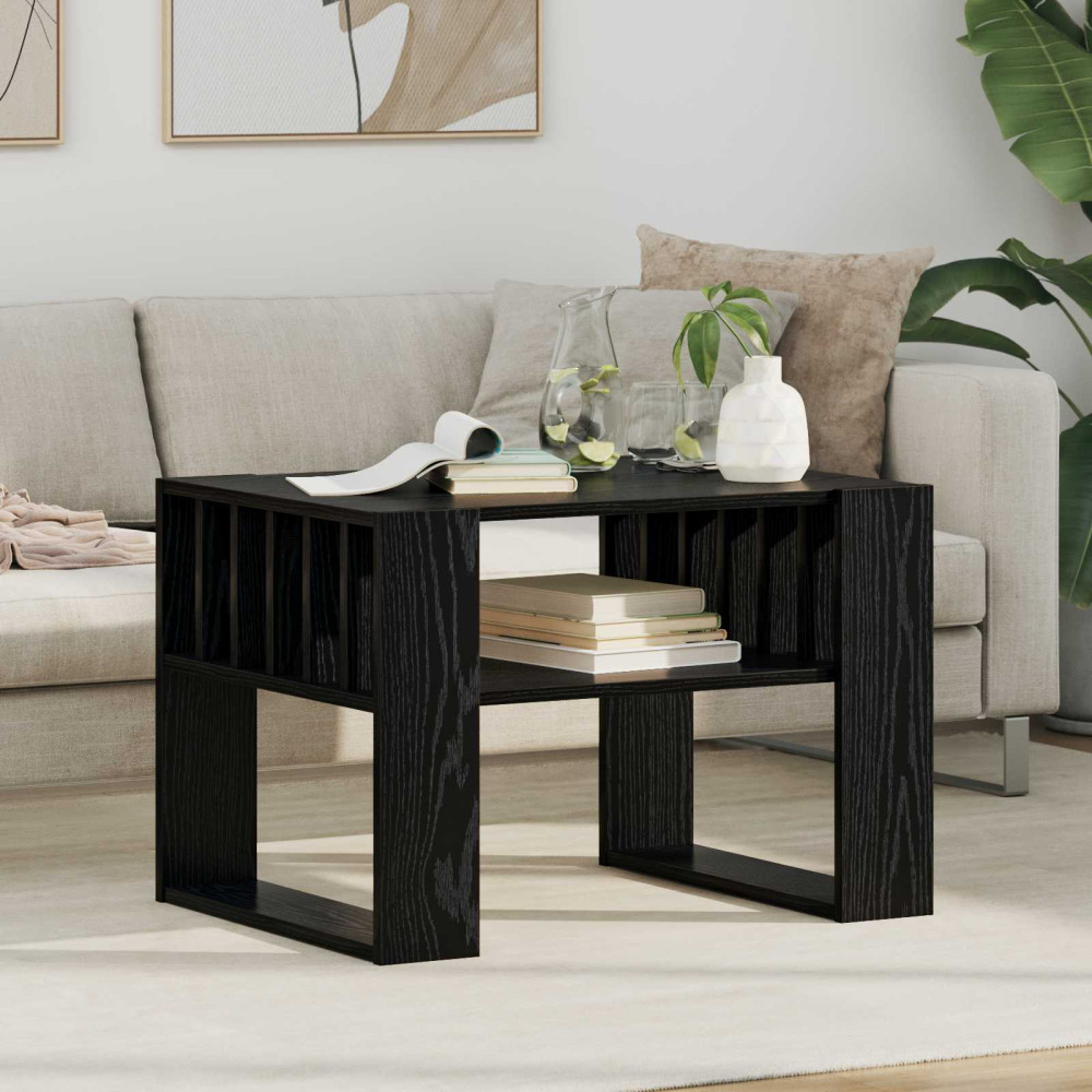 Produktbild för Kaffeebord Svart Ek 66 x 49,5 x 45 cm Konstruerat trä