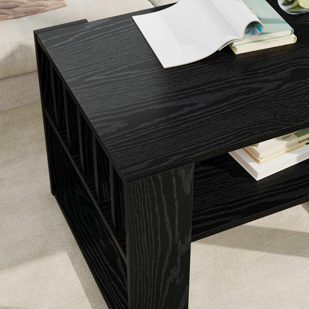 Produktbild för Kaffeebord Svart Ek 66 x 49,5 x 45 cm Konstruerat trä