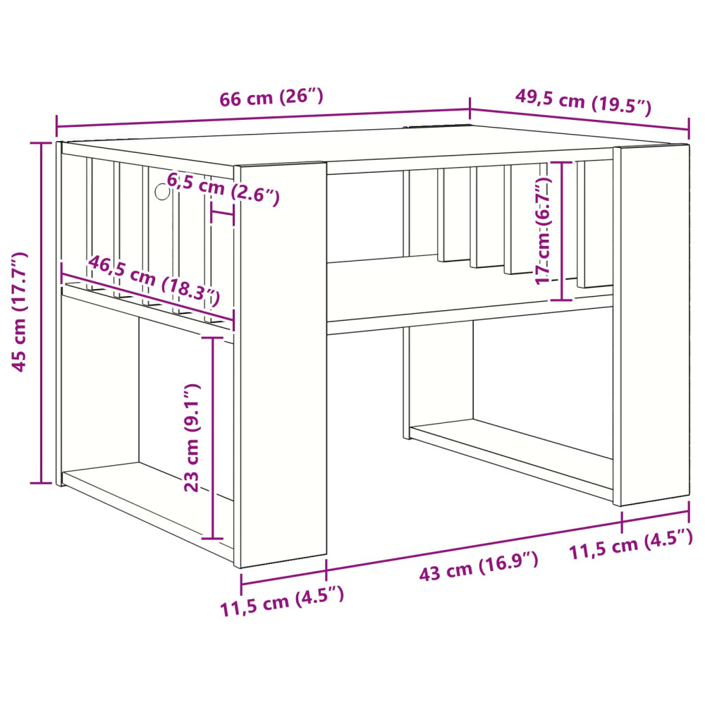 Produktbild för Kaffeebord Svart Ek 66 x 49,5 x 45 cm Konstruerat trä