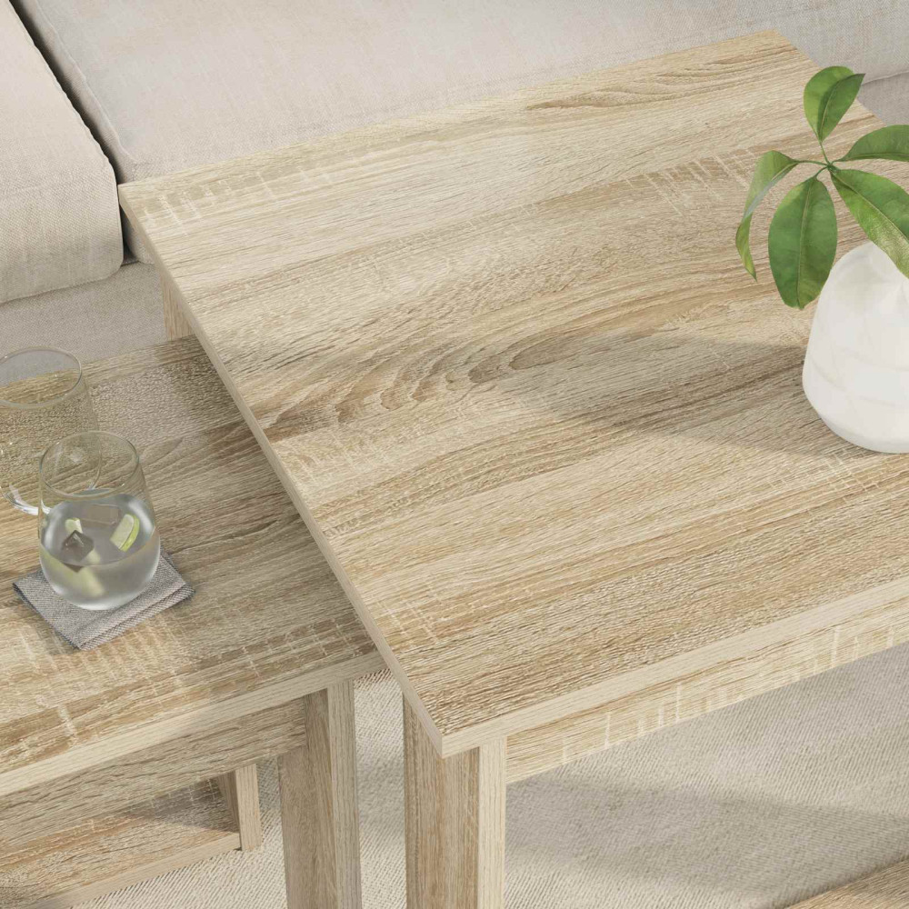 Produktbild för Kaffebordsset 2 pcs Sonoma-ek Konstruerat trä