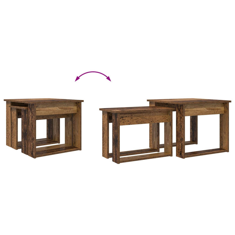 Produktbild för Kaffebordsset 2 pcs Gammalt trä Konstruerat trä
