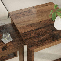 Produktbild för Kaffebordsset 2 pcs Gammalt trä Konstruerat trä