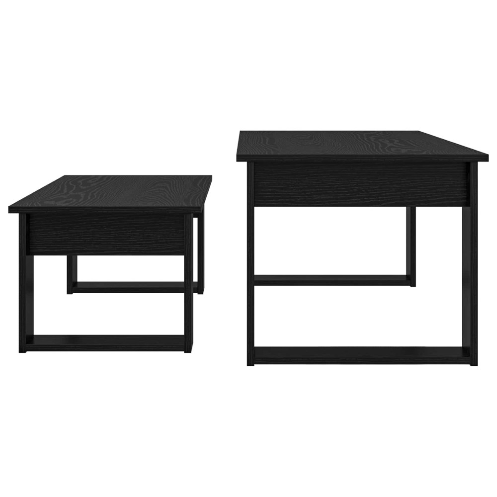 Produktbild för Kaffebordsset 2 pcs Svart Ek Konstruerat trä