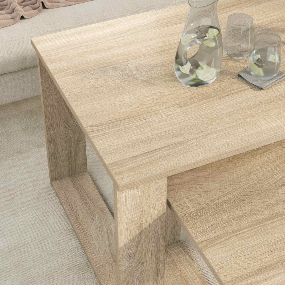 Produktbild för Kaffebordsset 2 pcs Sonoma-ek Konstruerat trä