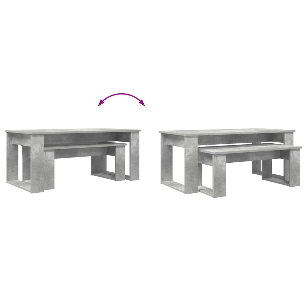Produktbild för Kaffebordsset 2 pcs Betonggrå Konstruerat trä