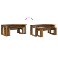 Produktbild för Kaffebordsset 2 pcs Gammalt trä Konstruerat trä