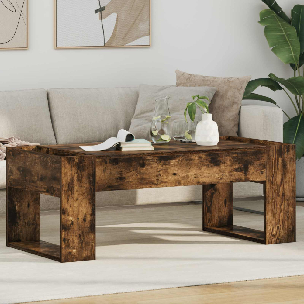 Produktbild för Kaffeebord Rökt ek 110 x 50 x 41 cm Konstruerat trä