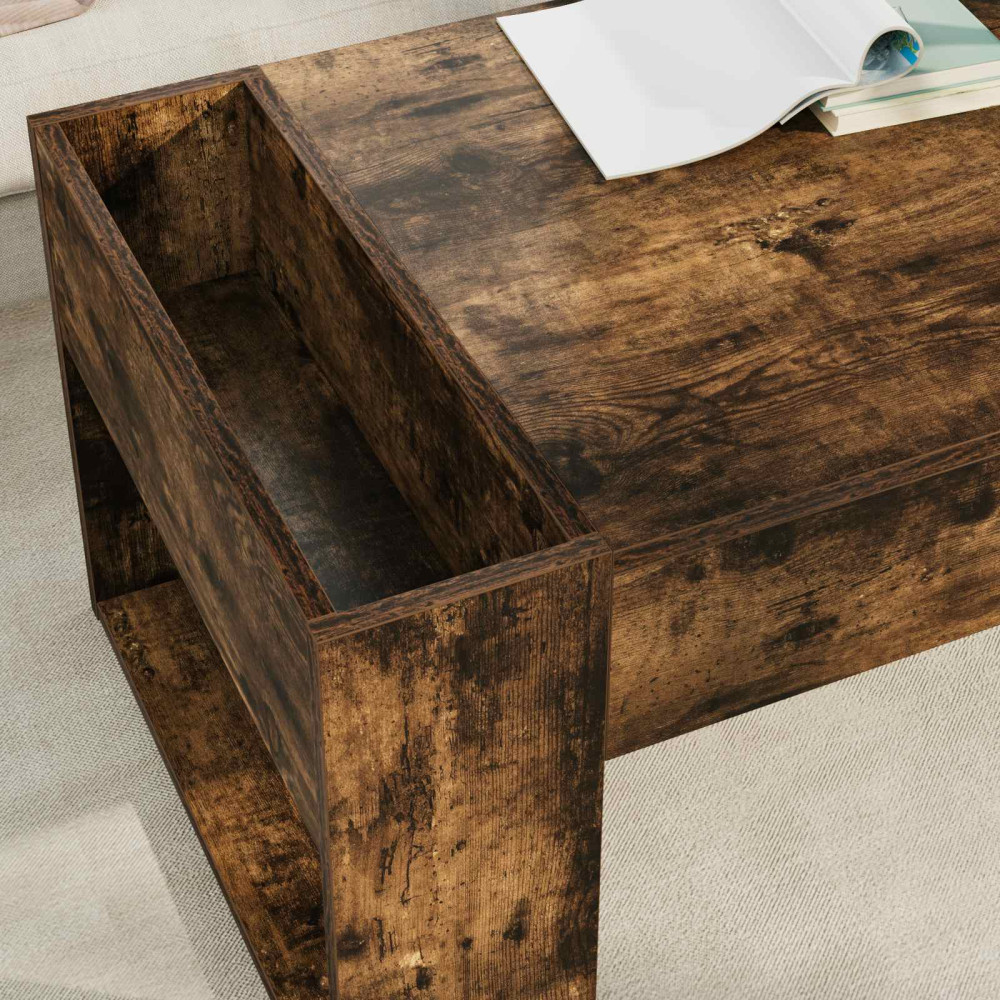 Produktbild för Kaffeebord Rökt ek 110 x 50 x 41 cm Konstruerat trä