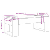 Produktbild för Kaffeebord Rökt ek 110 x 50 x 41 cm Konstruerat trä