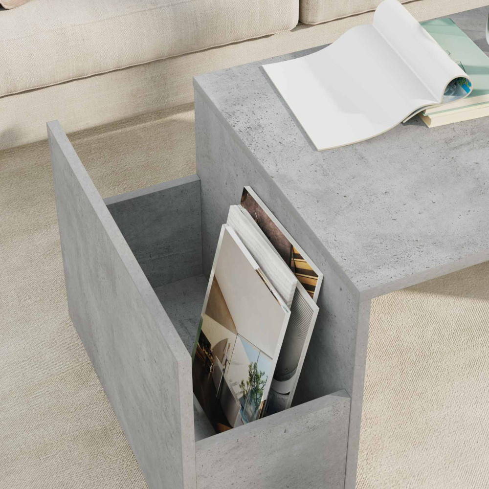 Produktbild för Kaffeebord Betonggrå 90 x 45 x 35 cm Konstruerat trä