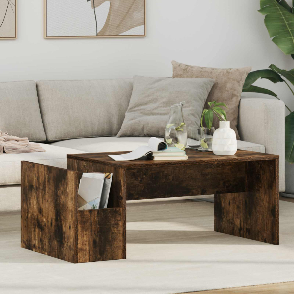 Produktbild för Kaffeebord Rökt ek 90 x 45 x 35 cm Konstruerat trä