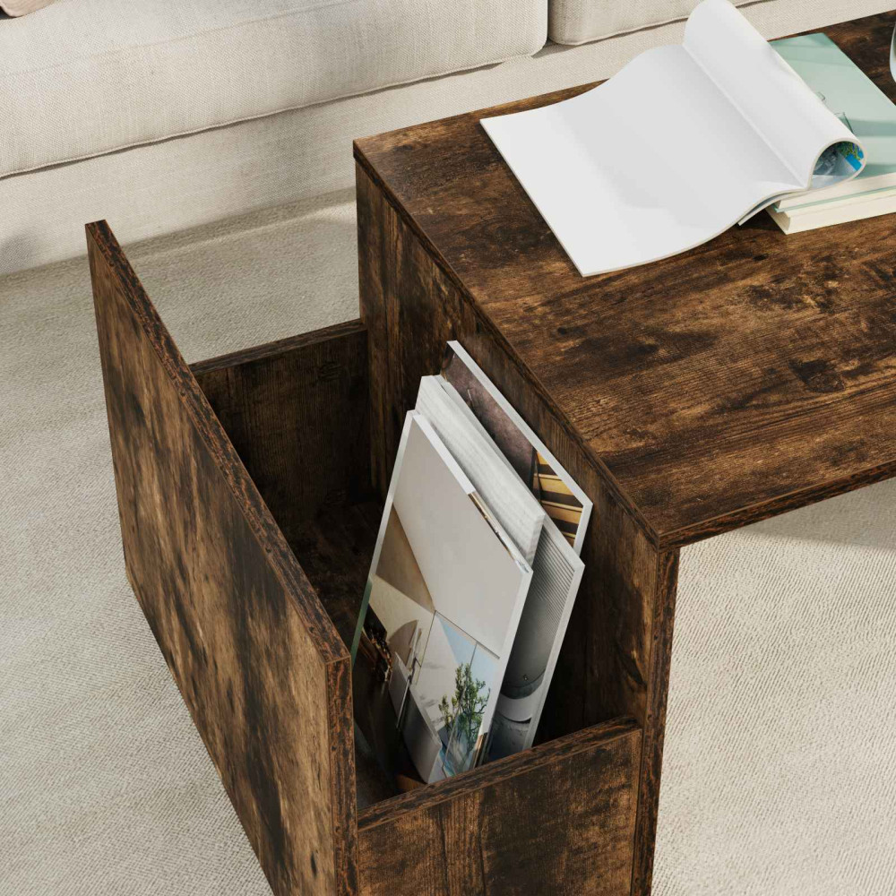 Produktbild för Kaffeebord Rökt ek 90 x 45 x 35 cm Konstruerat trä