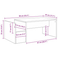 Produktbild för Kaffeebord Rökt ek 90 x 45 x 35 cm Konstruerat trä